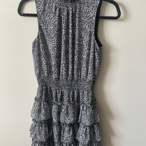Black and White Sleeveless Ruffle Dress